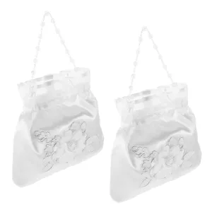 Bridal Bags for Wedding Day 2pcs Bridal Purse Drawstring Bag for Bride and Bridesmaids