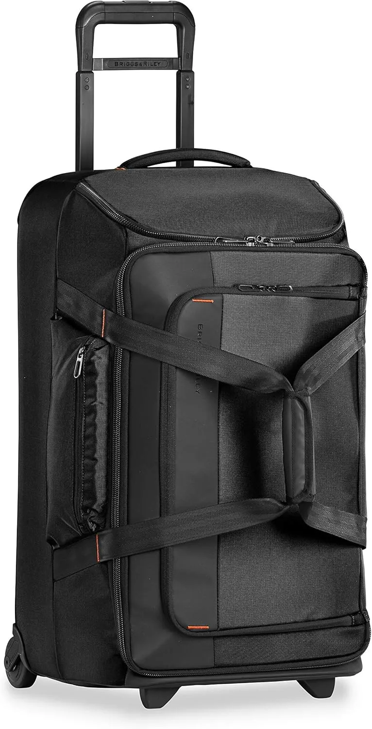 Briggs & Riley 27" Medium Upright Duffle - Checked Luggage for Travel, Suitcases with Wheels, Softside Rolling Bag for Men & Women, Self-Repairing Zipper - ZDX Collection, Black