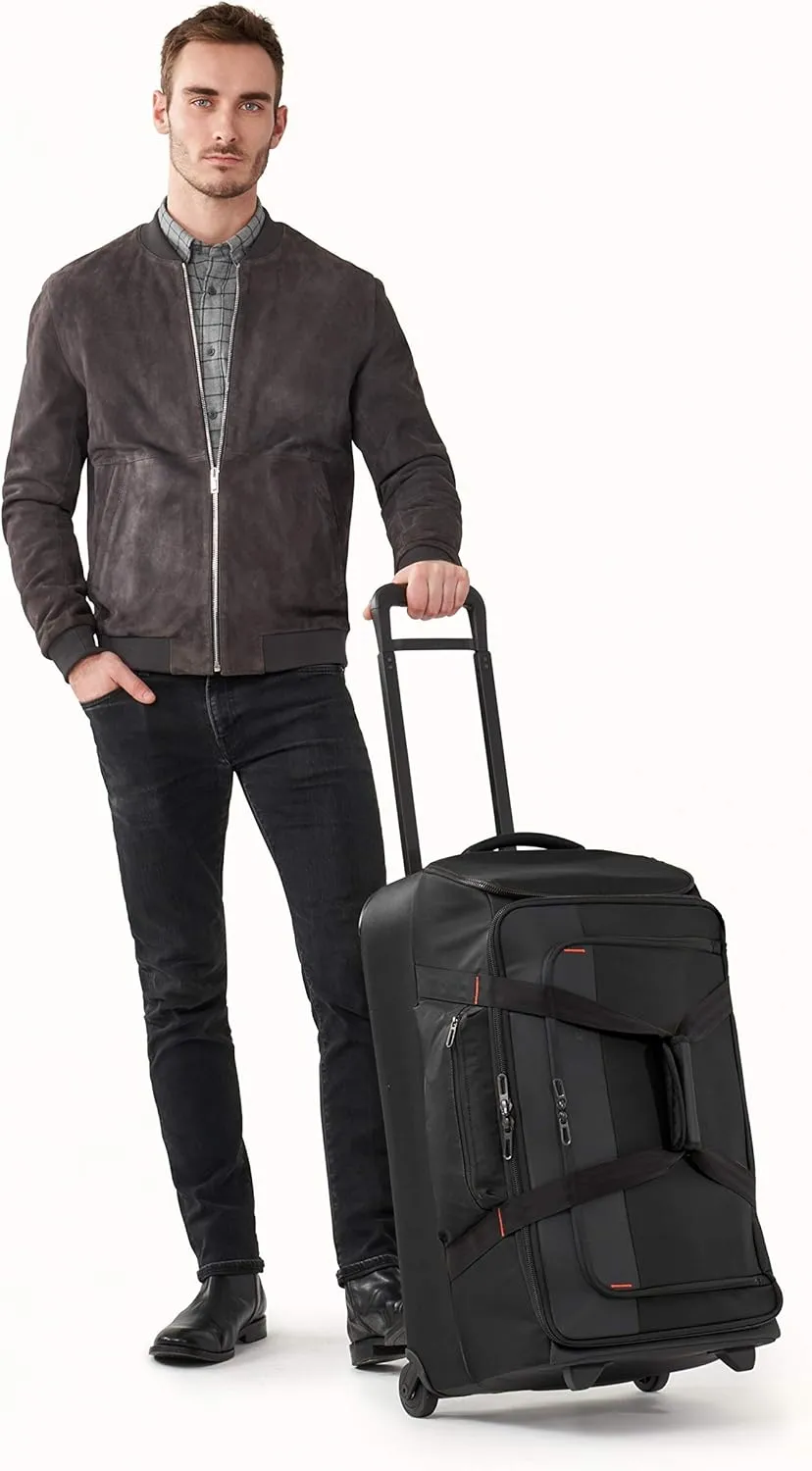 Briggs & Riley 27" Medium Upright Duffle - Checked Luggage for Travel, Suitcases with Wheels, Softside Rolling Bag for Men & Women, Self-Repairing Zipper - ZDX Collection, Black