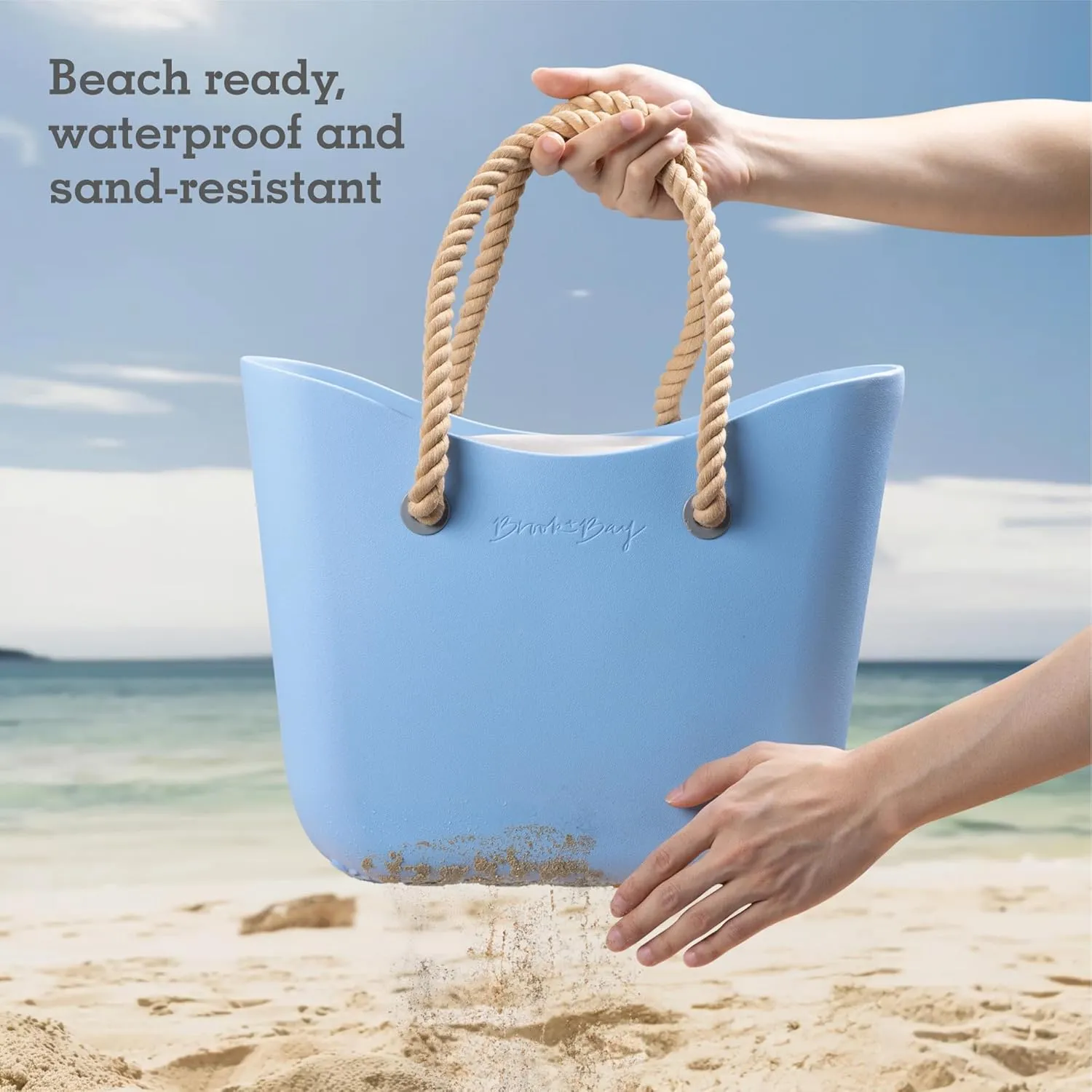 Brook   Bay Beach Bag Rubber Tote Bag with Zipper - Travel Bag, Beach Bags Waterproof Sandproof, Beach Bag for Women