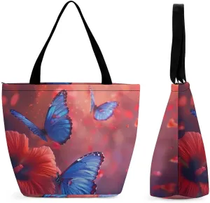 Butterfly Insect Animal Tote Bag for Women Reusable Beach Shoulder Bag Lightweight Grocery Bags Travel Handbag