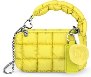bvya Two Sizes Quilted Wristlet Bag for Women, Puffer Handbags,Evening Bags,Charm Lipstick Bag