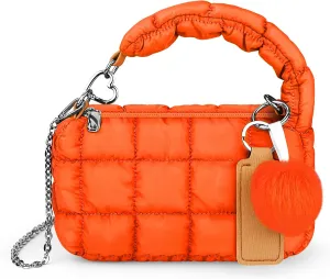 bvya Two Sizes Quilted Wristlet Bag for Women, Puffer Handbags,Evening Bags,Charm Lipstick Bag