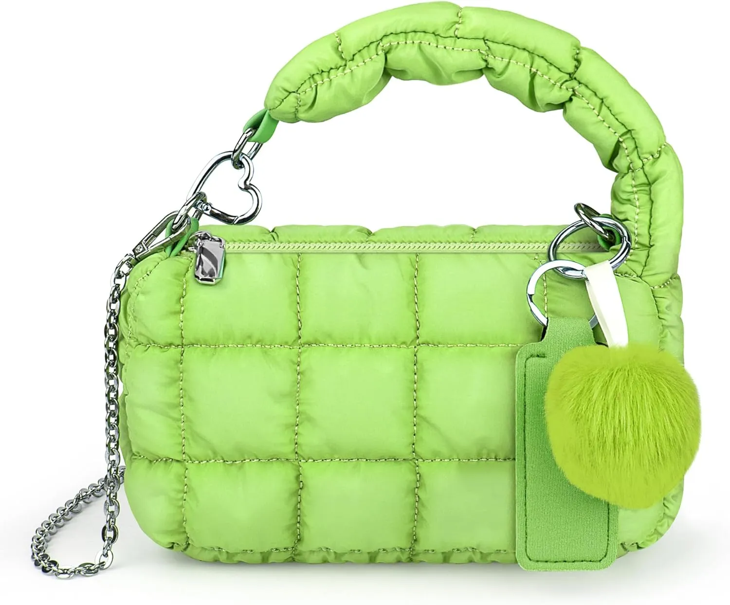 bvya Two Sizes Quilted Wristlet Bag for Women, Puffer Handbags,Evening Bags,Charm Lipstick Bag