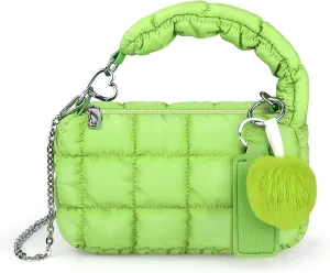 bvya Two Sizes Quilted Wristlet Bag for Women, Puffer Handbags,Evening Bags,Charm Lipstick Bag