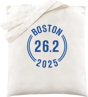 Canvas Shoulder Tote Bag for Men Women - Boston Marathon 26.2 Graphic Unisex Reusable Grocery Bags