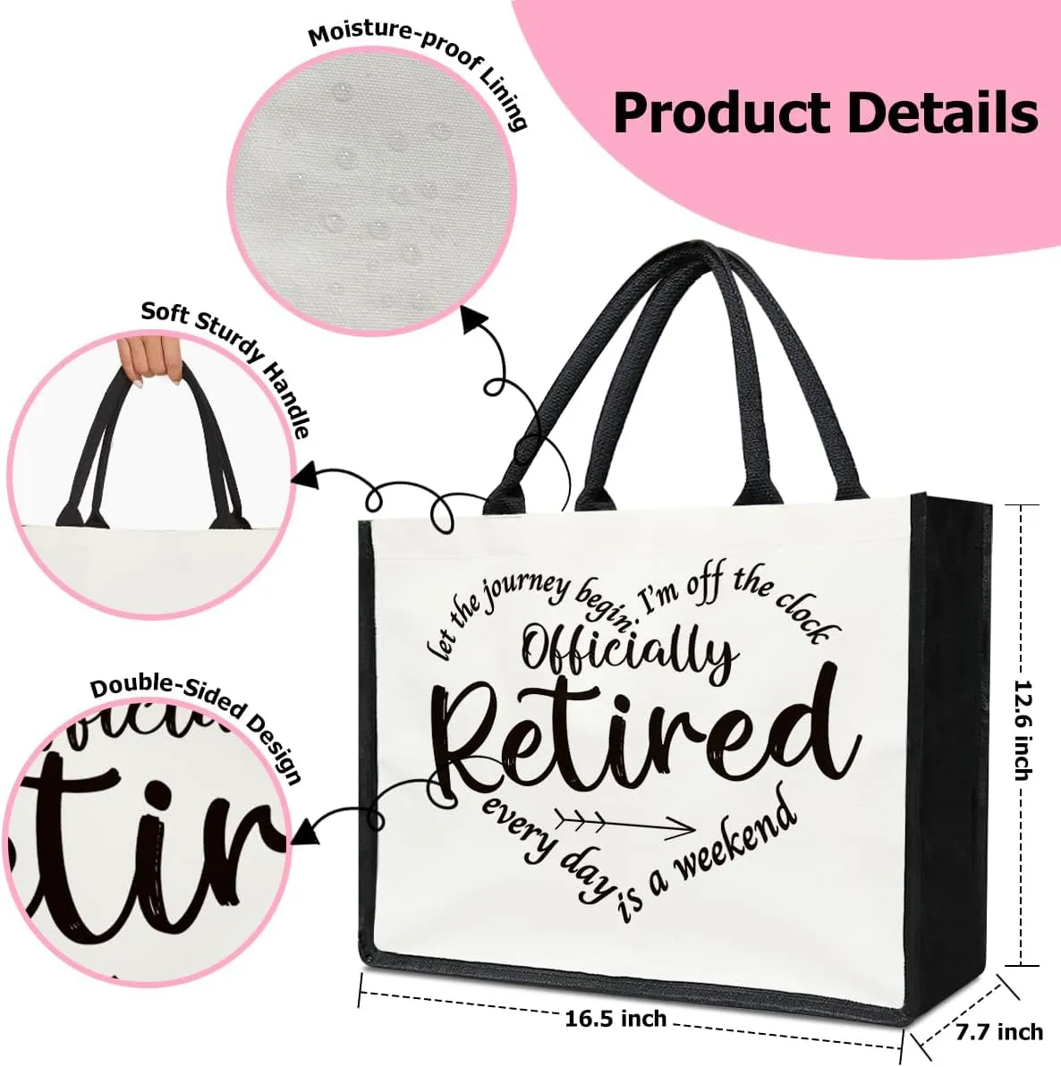Canvas Tote Bag for Women, Aesthetics Tote Bags, Retirement Gifts for Women, Beach Bag Grocery Shopping Bags
