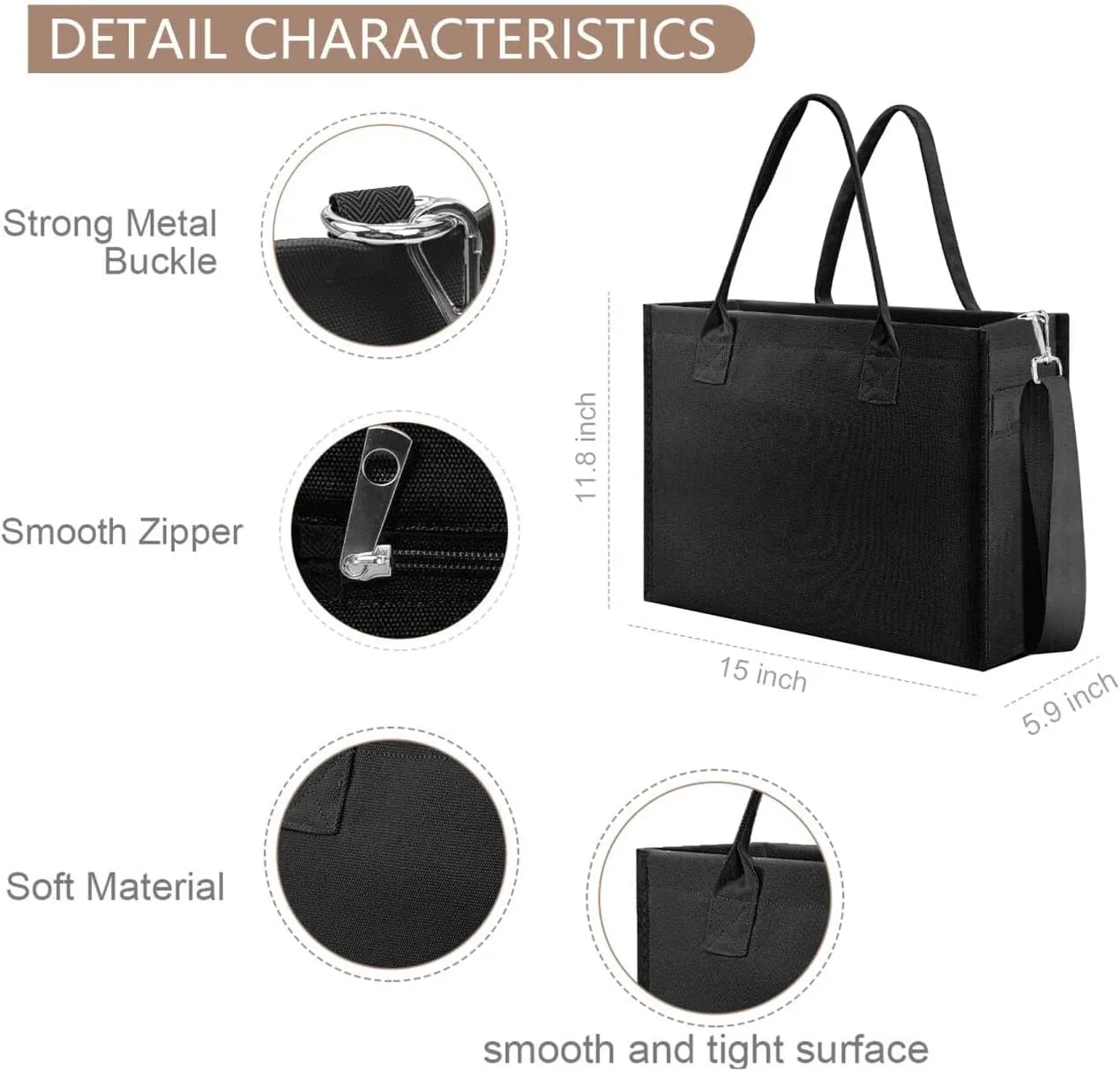 Canvas Tote Bag for Women, Large Laptop Crossbody Bag Travel Tote Handbag Everything Bag with Zip Simple Bag