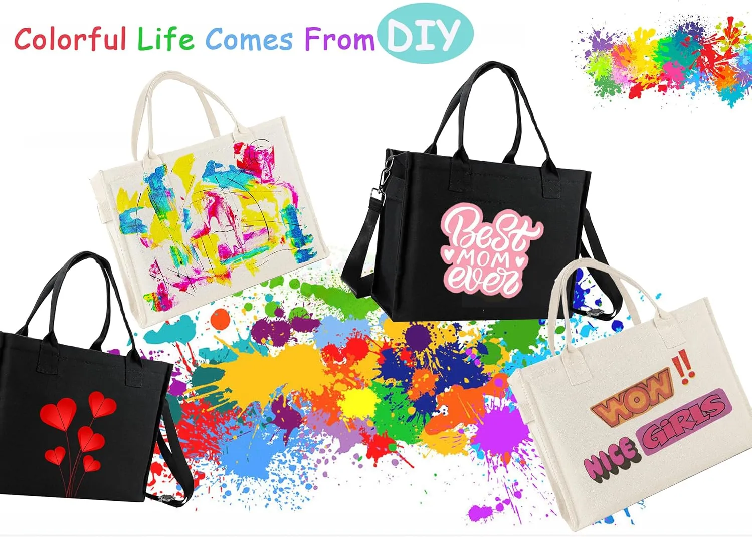 Canvas Tote Bag for Women, Large Laptop Crossbody Bag Travel Tote Handbag Everything Bag with Zip Simple Bag