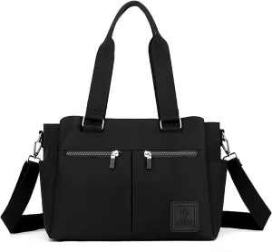 Canvas Tote Bag with Multi Pocket for Women Crossbody Shoulder Bag for Work Travel Handbag