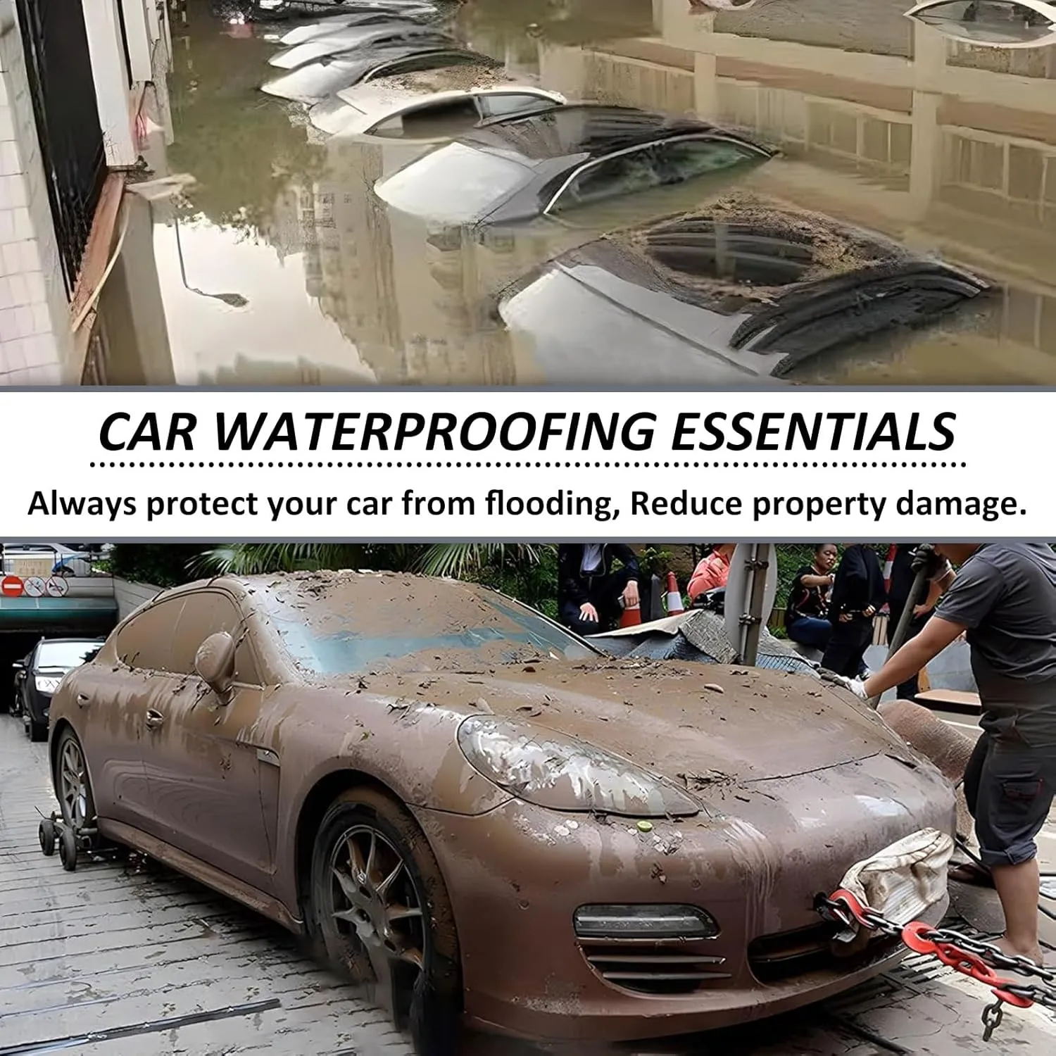Car Cover Car Cover Bag Fully Enclosed, Universal Plastic Car Cover and Reusable Flood Guard Car Bag, Robust and Reliable(Small)