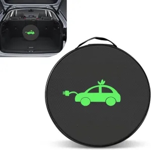 Car Tools Cable Bag, Waterproof Electric Vehicle Charging Cable Organizer Bag, Portable EV Charging Cable Bags, Storage & Organizer for Jumper Cables, Cords, Universal for Cars Trucks (Round)