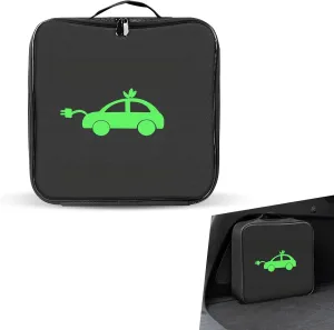 Car Tools Cable Bag, Waterproof Electric Vehicle Charging Cable Organizer Bag, Portable EV Charging Cable Bags, Storage & Organizer for Jumper Cables, Cords, Universal for Cars Trucks (Square)