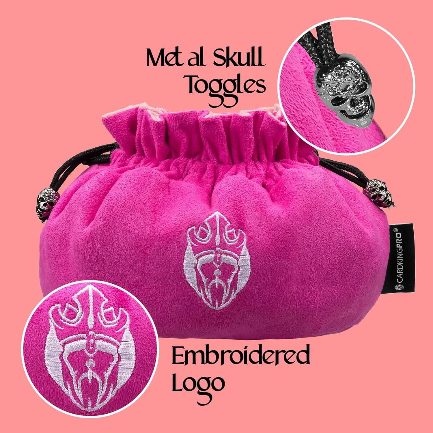 CardKingPro Immense Dice Bags with Pockets - Pink - Capacity 150  Dice - Great Organizer for Dice Hoarders, Perfect For Dungeons and Dragons [Patented Design]