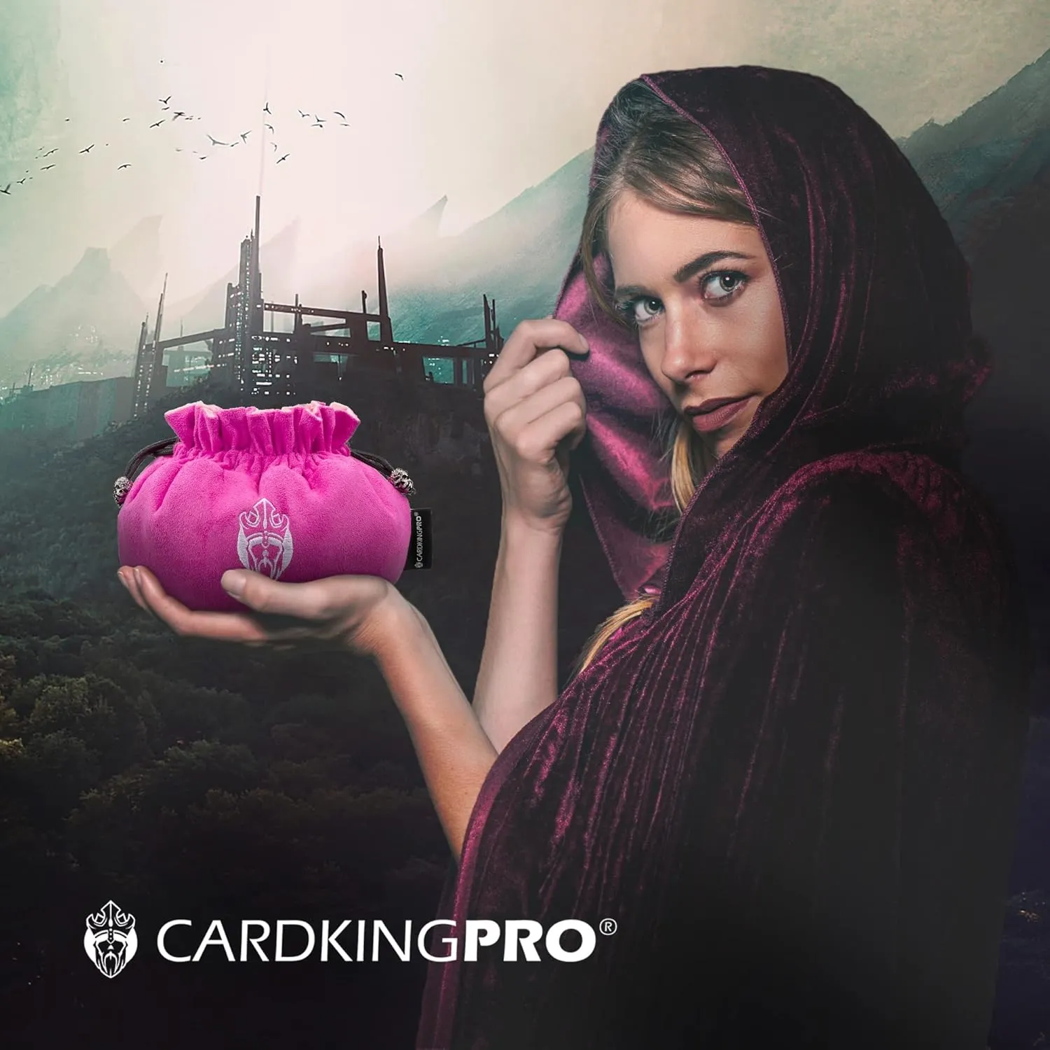 CardKingPro Immense Dice Bags with Pockets - Pink - Capacity 150  Dice - Great Organizer for Dice Hoarders, Perfect For Dungeons and Dragons [Patented Design]
