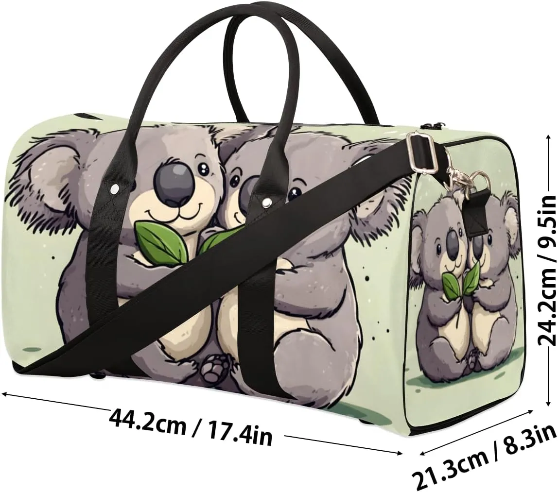 Cartoon Koalas Travel Duffle Bag for Women Men Gym Duffel Foldable Bag Waterproof Weekender Rustic Animal Duffle Tote