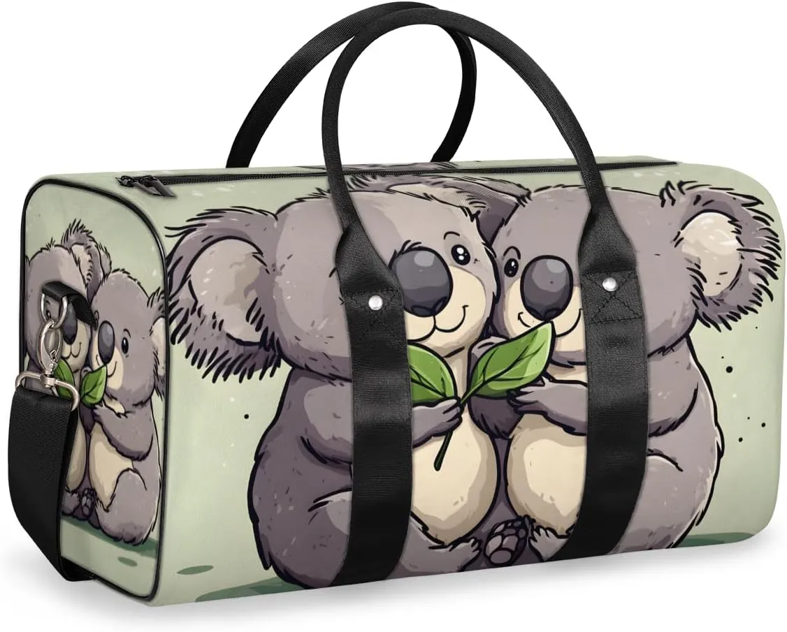 Cartoon Koalas Travel Duffle Bag for Women Men Gym Duffel Foldable Bag Waterproof Weekender Rustic Animal Duffle Tote