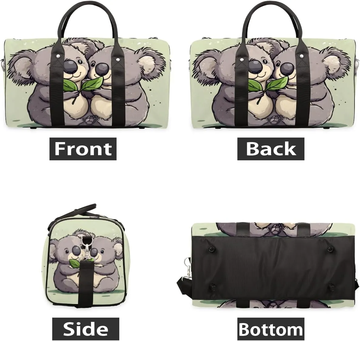 Cartoon Koalas Travel Duffle Bag for Women Men Gym Duffel Foldable Bag Waterproof Weekender Rustic Animal Duffle Tote