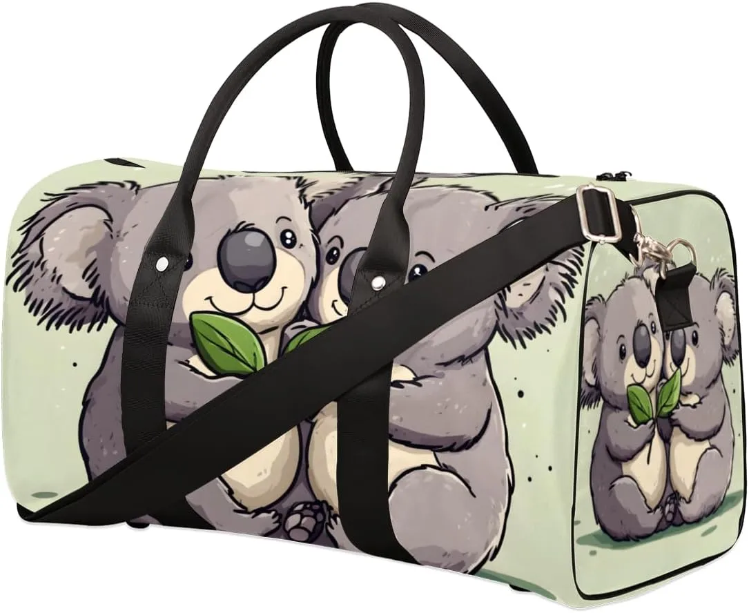 Cartoon Koalas Travel Duffle Bag for Women Men Gym Duffel Foldable Bag Waterproof Weekender Rustic Animal Duffle Tote