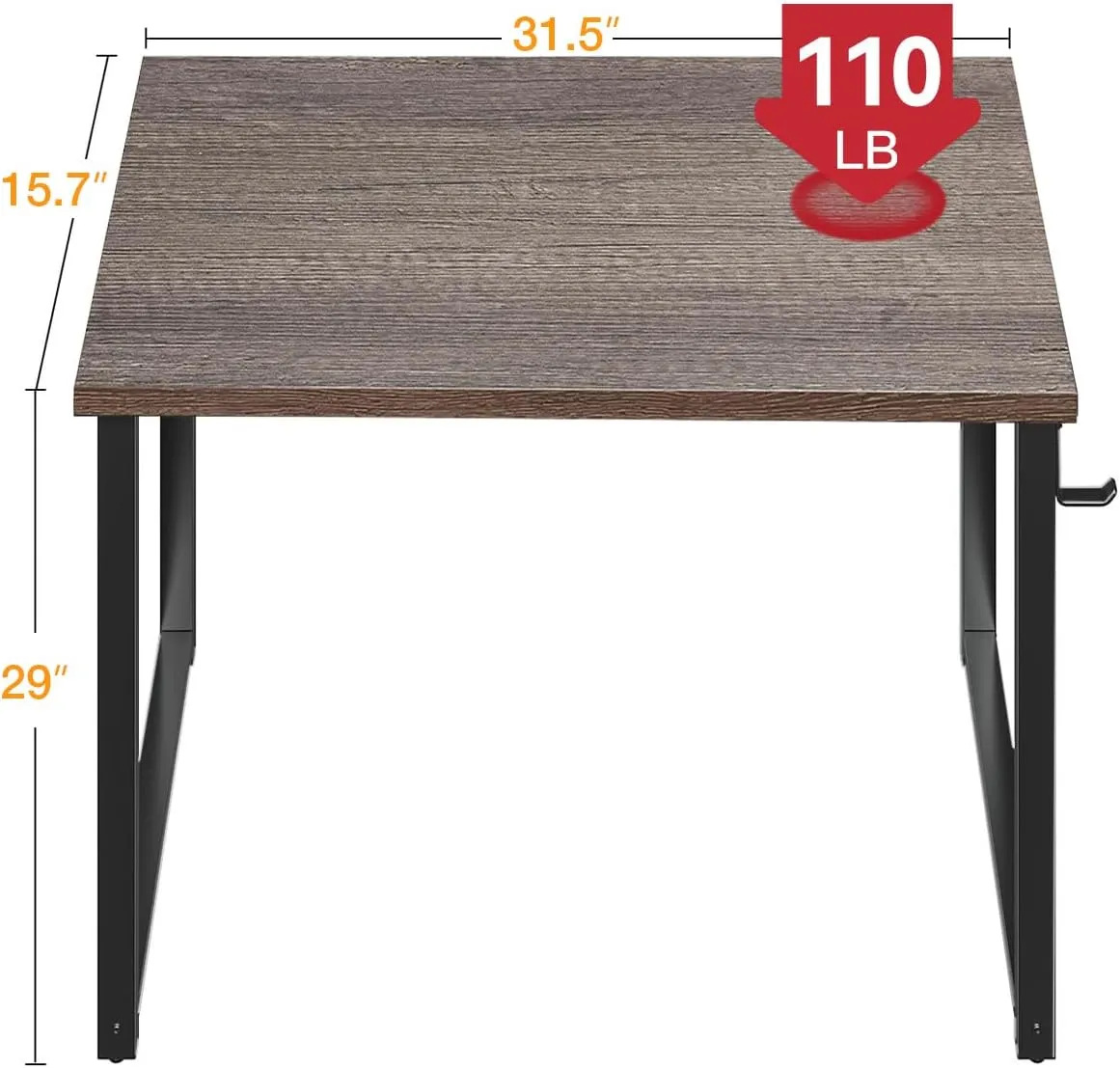 Casaottima 32 Inch Small Computer Desk for Home Office, Study Writing Table for Small Spaces, Simple Modern Desk with Headphone Hooks, Grey Oak