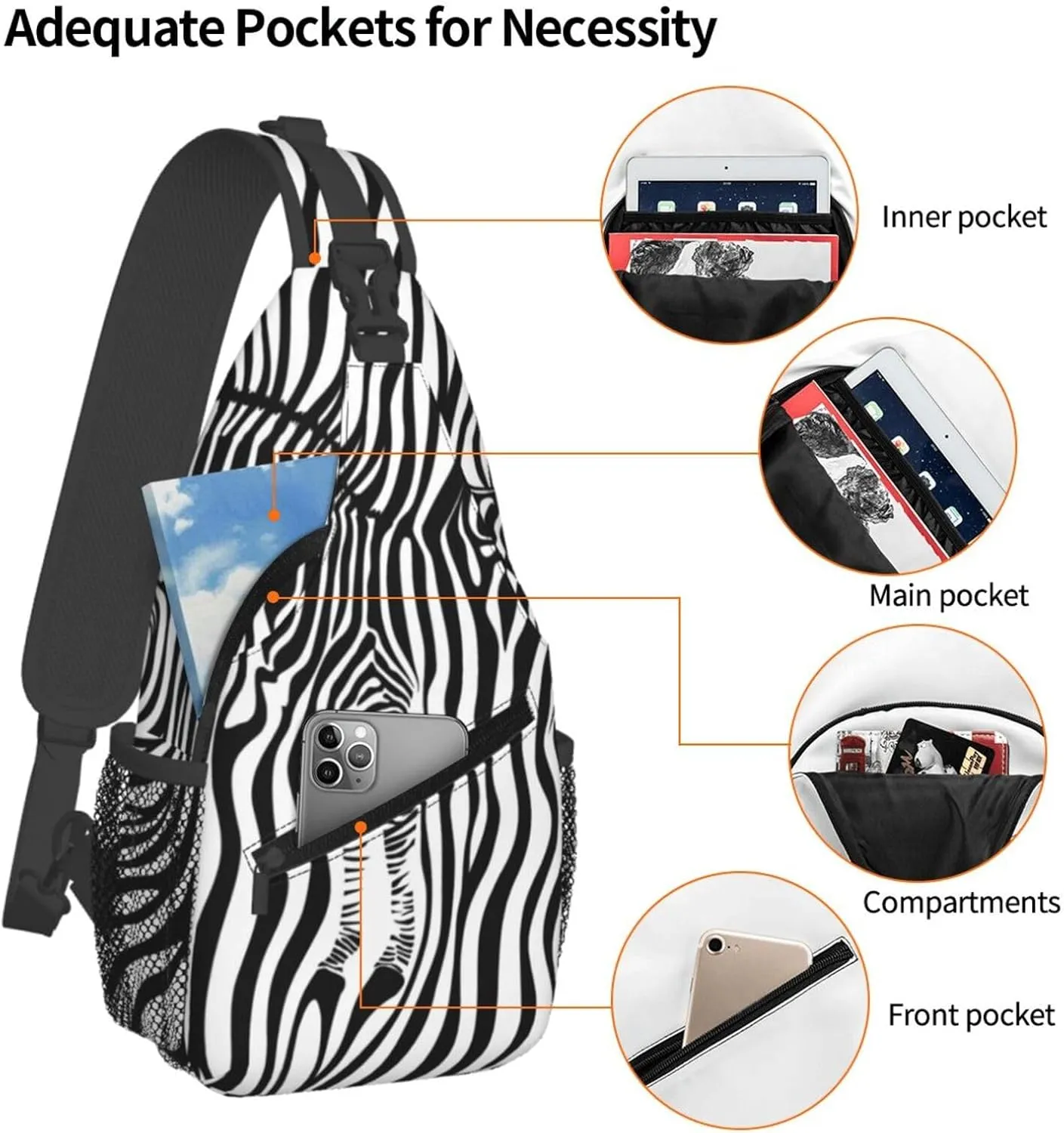 Cash US Dollar Sling Bag Adjustable Crossbody Bag Casual Chest Bags Travel Shoulder Backpack For Women Men