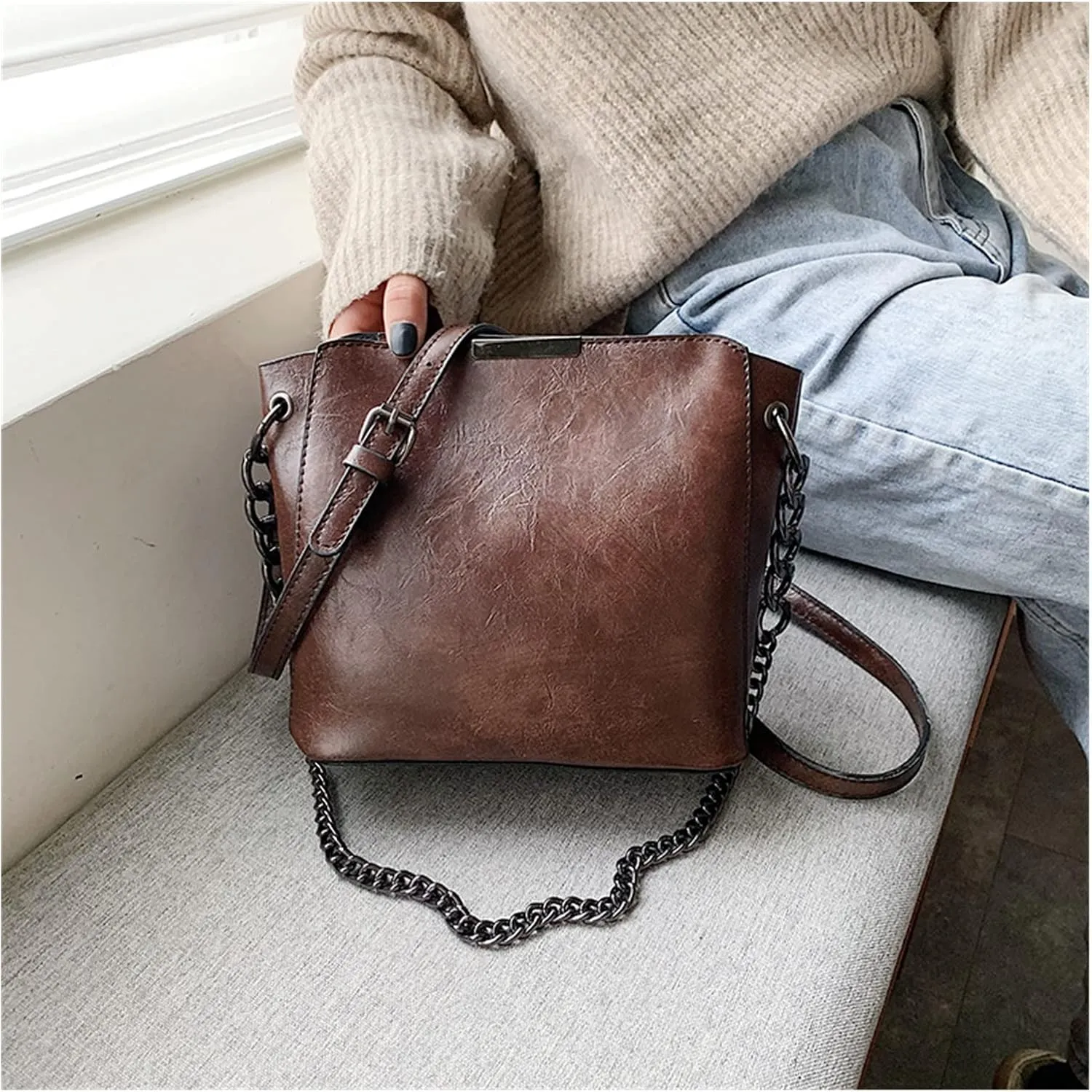 Casual Chains Shoulder Bags Women Crossbody Bags Simple Women Bag Leather Handbags