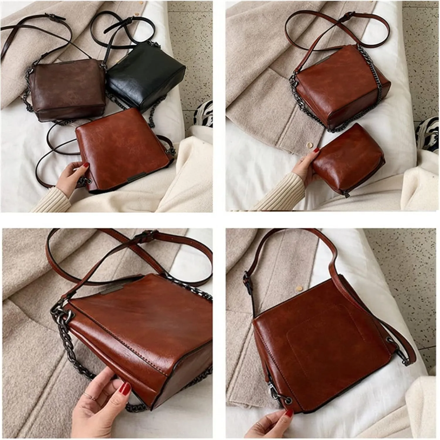 Casual Chains Shoulder Bags Women Crossbody Bags Simple Women Bag Leather Handbags