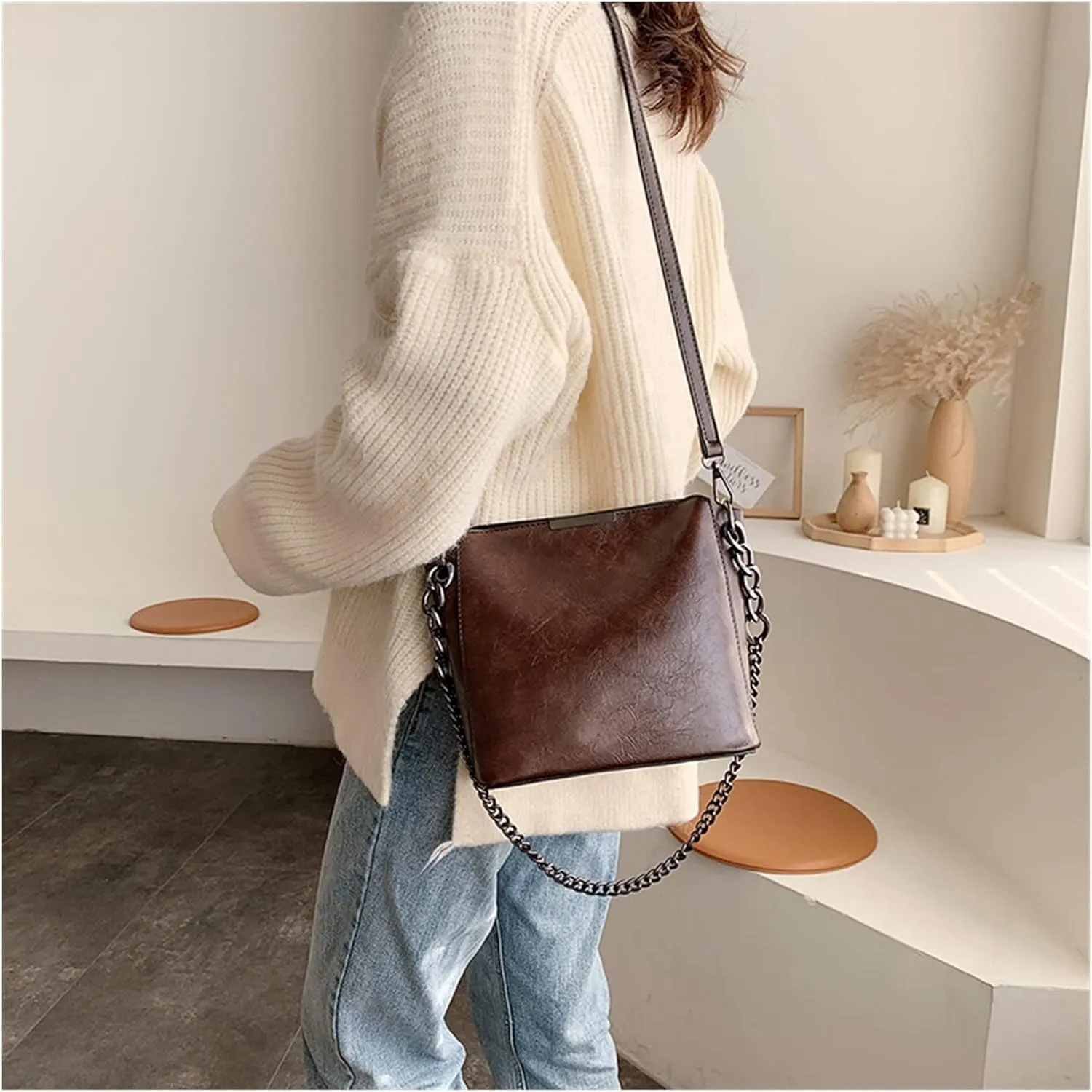 Casual Chains Shoulder Bags Women Crossbody Bags Simple Women Bag Leather Handbags
