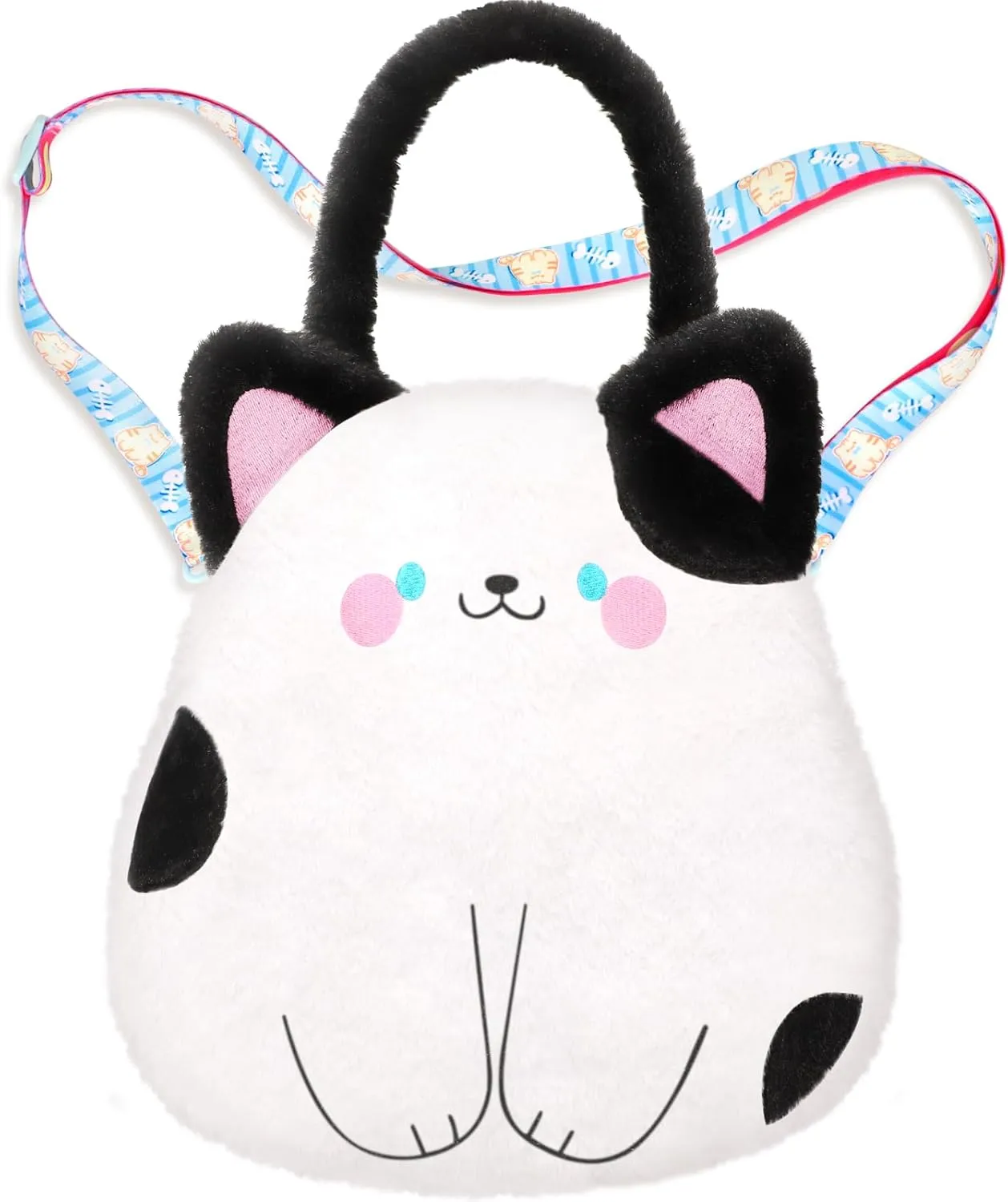 Cat Plush Bag Kids Crossbody Bag for Kids, Plush Handbag Tote Bag with Adjustable Strap,Soft Plush Cat Stuffed Purse with Zipper,Coin Pouch Accessories for Toddlers Kids