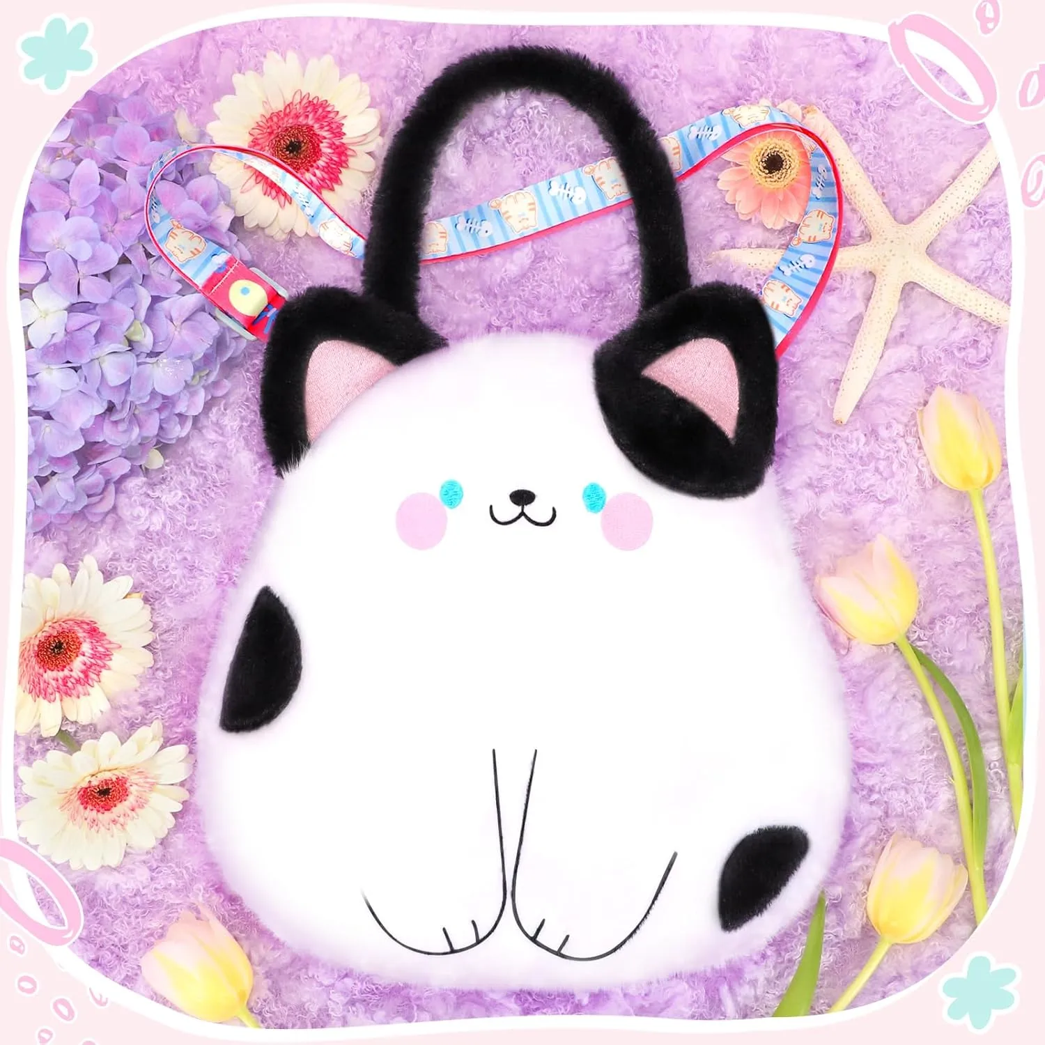 Cat Plush Bag Kids Crossbody Bag for Kids, Plush Handbag Tote Bag with Adjustable Strap,Soft Plush Cat Stuffed Purse with Zipper,Coin Pouch Accessories for Toddlers Kids