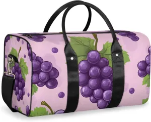 Catoon Grape Travel Duffle Bag for Women Men Gym Duffel Foldable Bag Waterproof Weekender Rustic Fruit Duffle Tote