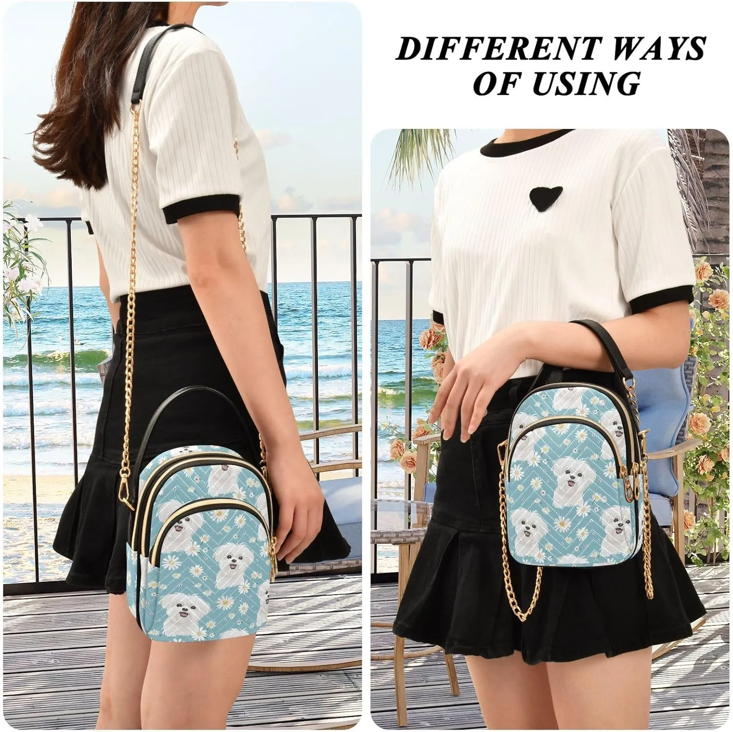 Charming Red Seahorse Women's Crossbody Handbags with Zipper, Casual Leather Cell Phone Purse Crossbody Bags for Ladies