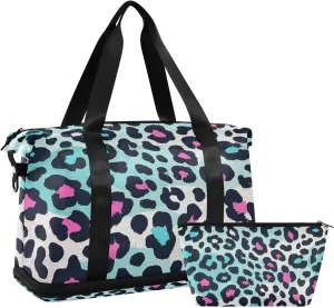 Cheetah Fur Skin Colorful Overnight Travel Duffel Bag Weekender Overnight Bag with Adjustable Strap for Airplane Traveling Foldable