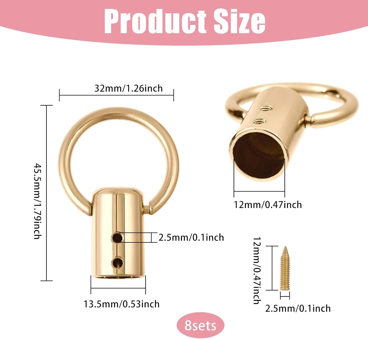CHGCRAFT 8 Sets Hang Buckle Clip with Iron Screws Alloy Bag Side Clip Bag Strap Chain Link Buckles for DIY Luggage Hardware Accessories Clasp Findings, Gold, 1.8×1.26 inch