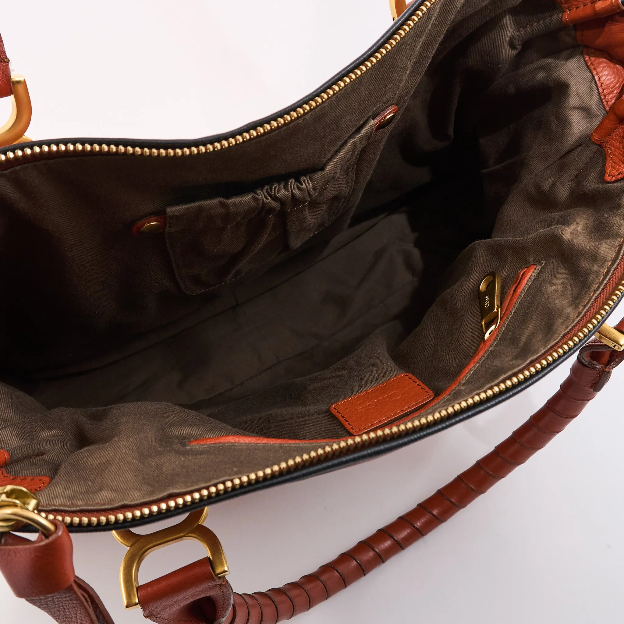 Chole Marcie Tan Leather Shoulder Bag