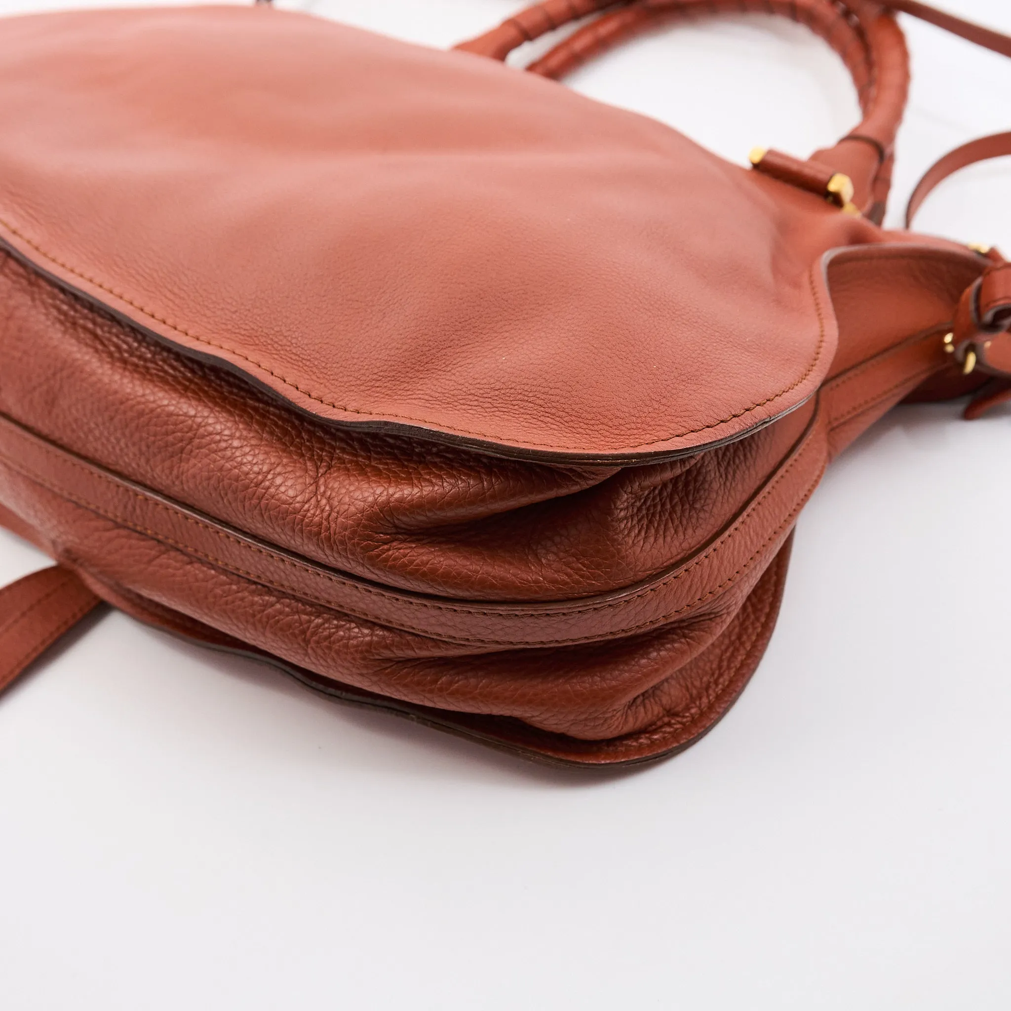 Chole Marcie Tan Leather Shoulder Bag