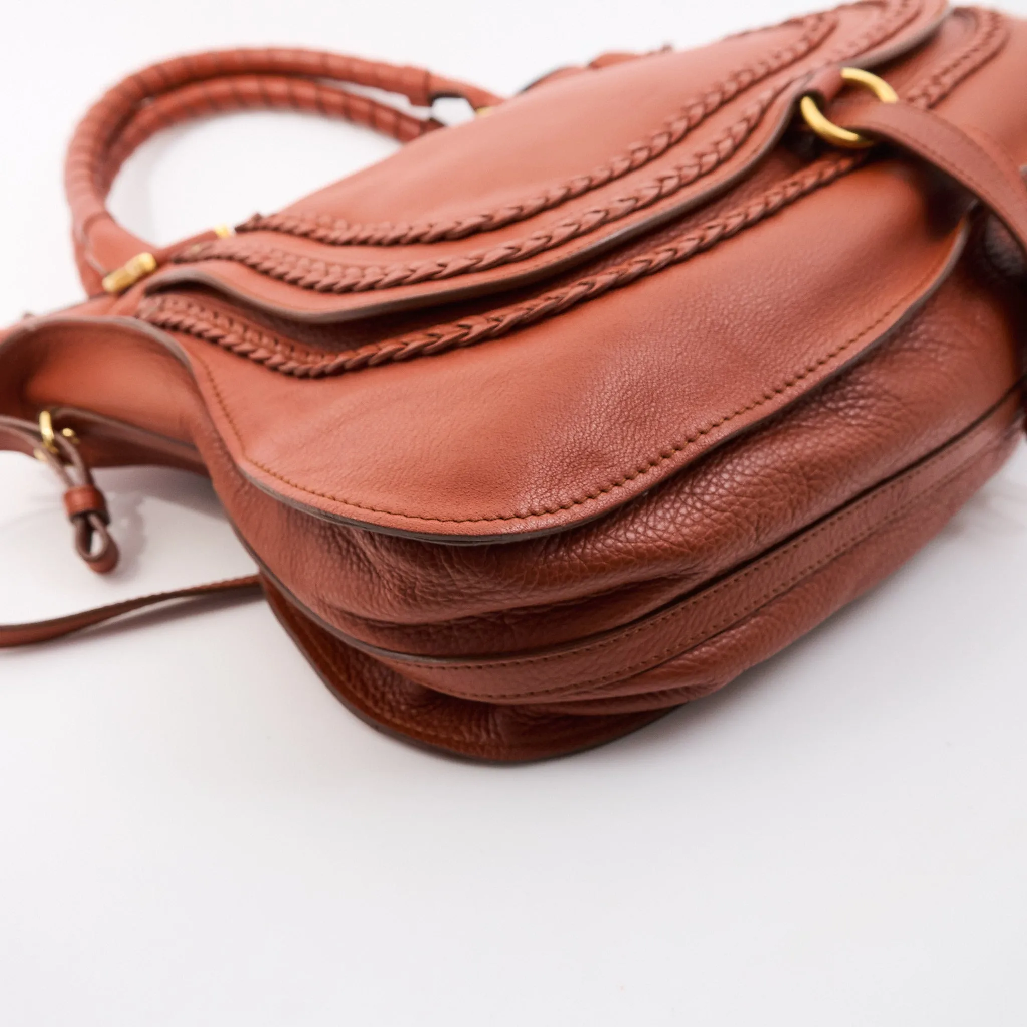Chole Marcie Tan Leather Shoulder Bag
