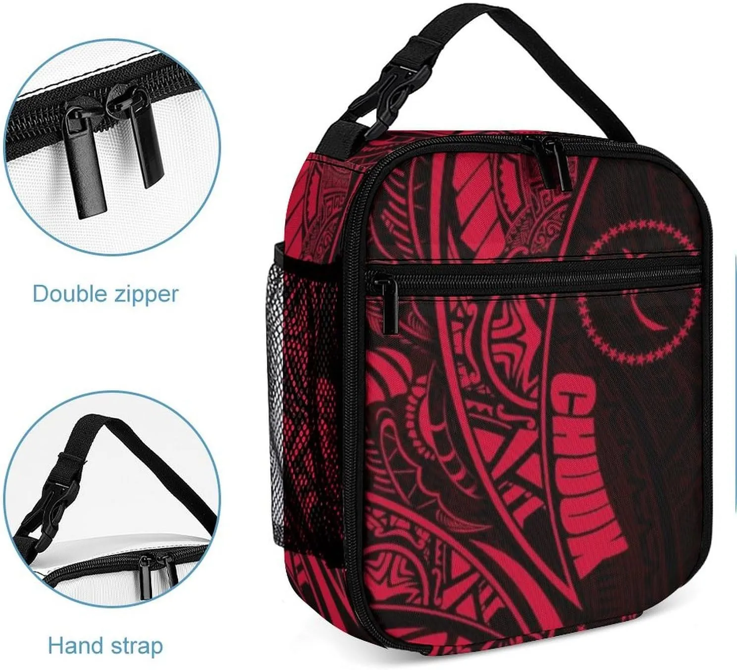 Chuuk Polynesian Pattern Luxury Lunch Bag Lunch Box for Women Men Large Capacity Insulated Lunch Bags Leakproof Reusable Lunch Travel Tote Bag