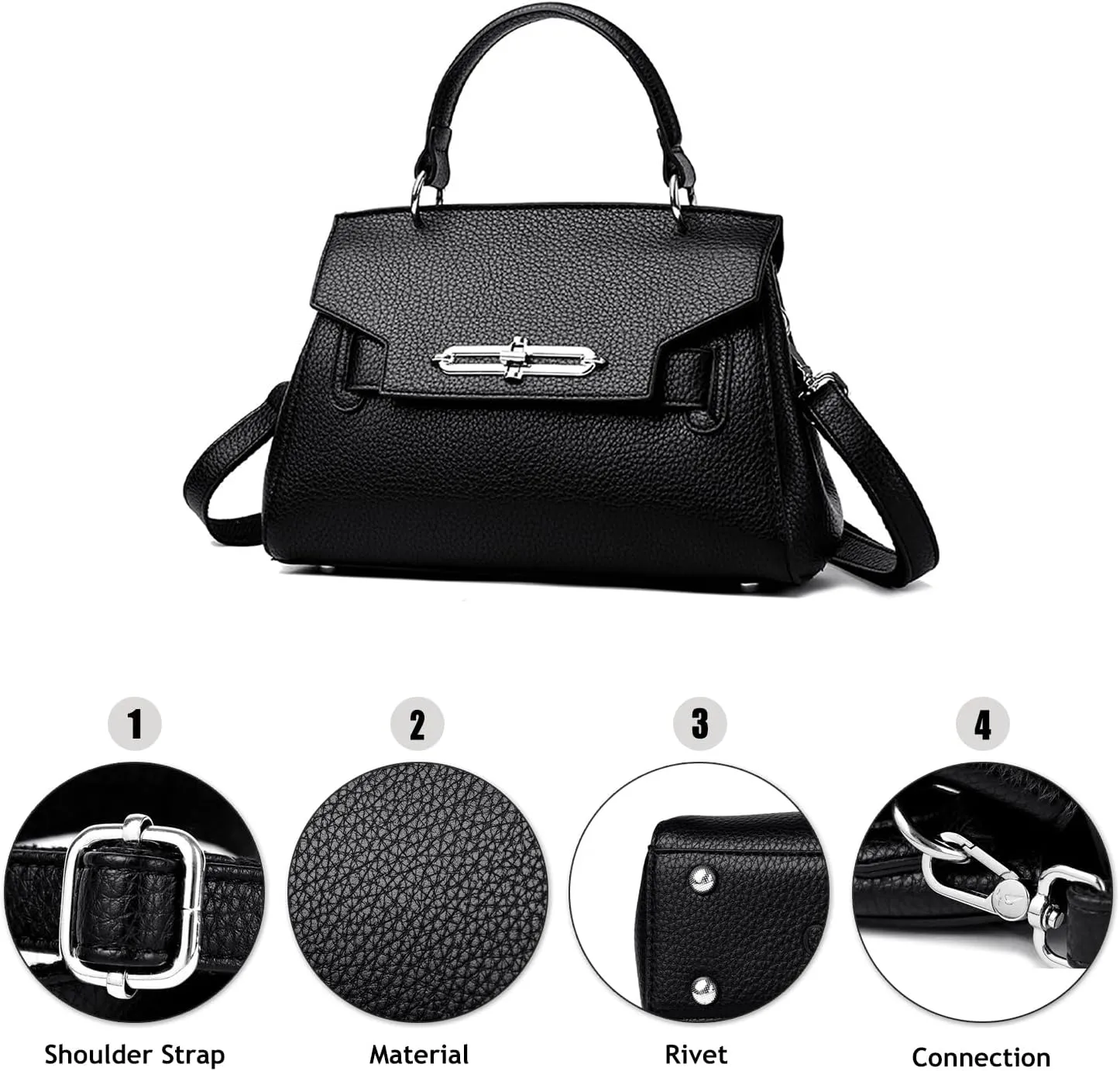 Classic Real Genuine Leather Top-Handle Handbag For Women Phone Purses Crossbody Shoulder Bags For Women