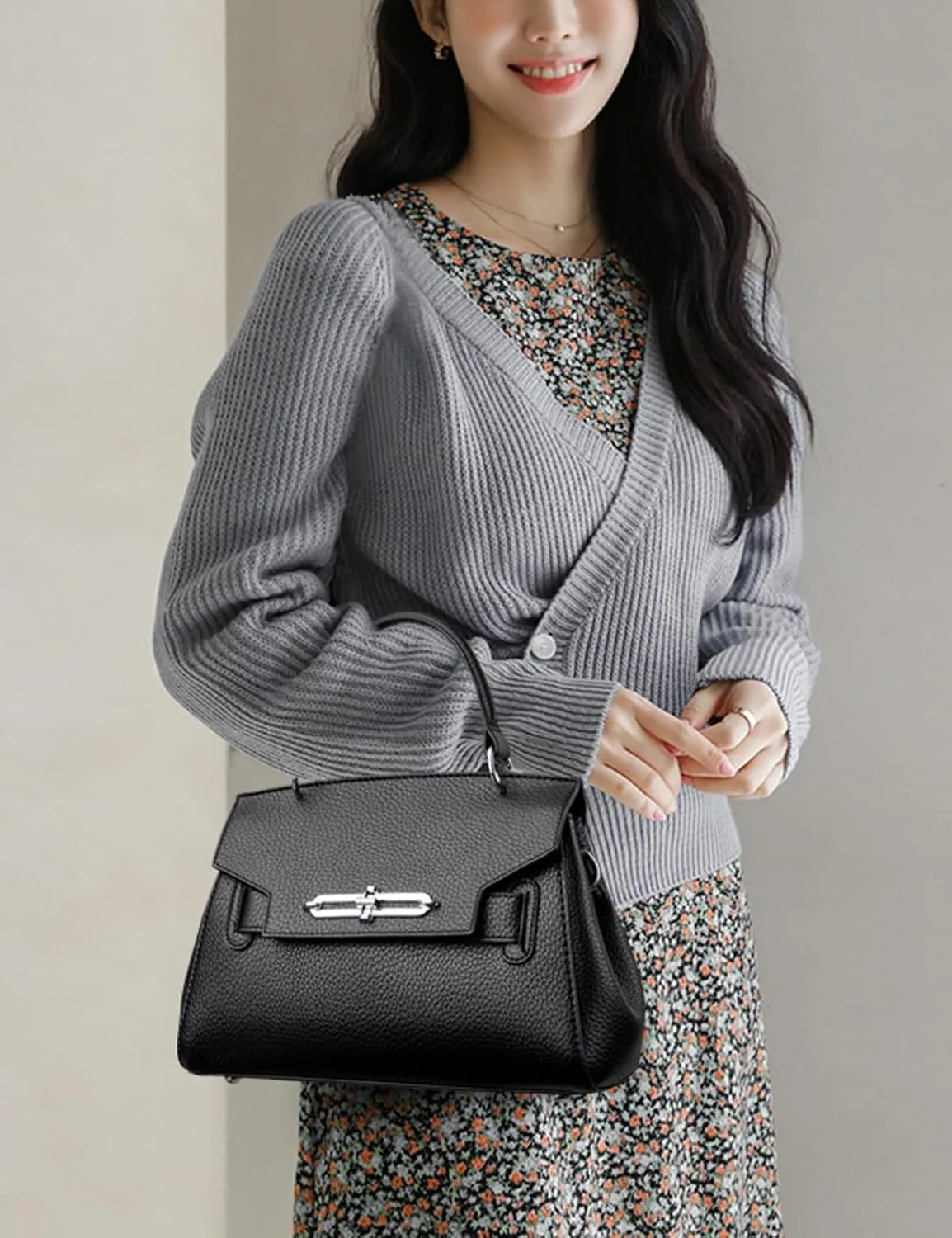 Classic Real Genuine Leather Top-Handle Handbag For Women Phone Purses Crossbody Shoulder Bags For Women