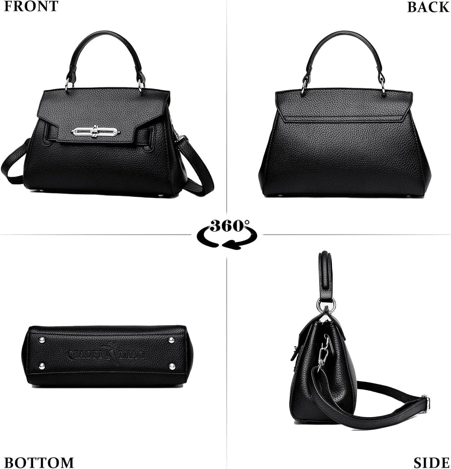 Classic Real Genuine Leather Top-Handle Handbag For Women Phone Purses Crossbody Shoulder Bags For Women