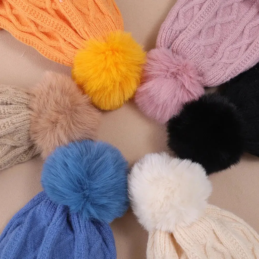 Classic Wool Hat with Fur Ball Perfect for Y2K Winter Style