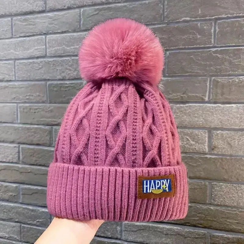Classic Wool Hat with Fur Ball Perfect for Y2K Winter Style
