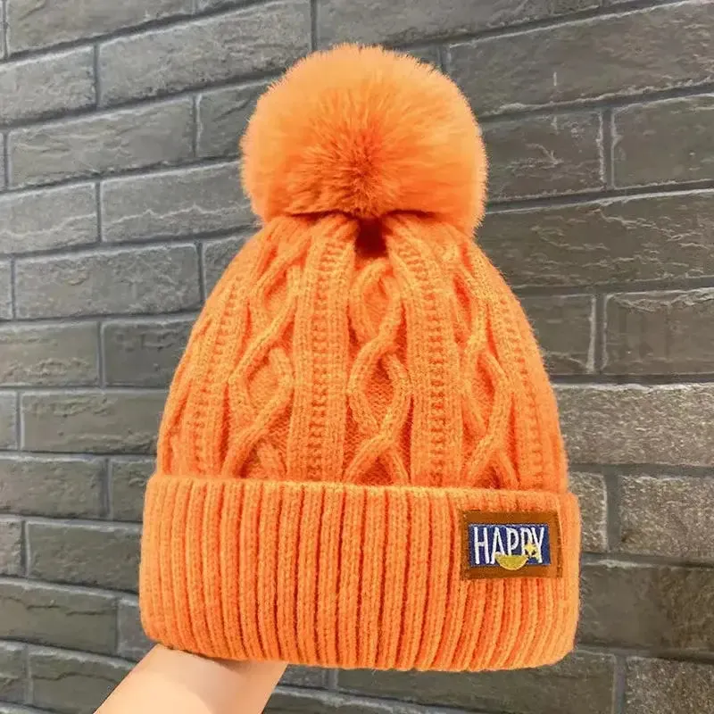 Classic Wool Hat with Fur Ball Perfect for Y2K Winter Style