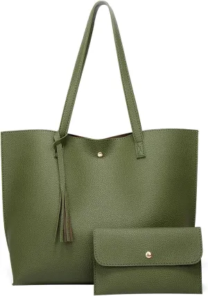 Clear Shoulder Bag for Women Single Shoulder Piece Fashion Tote Tassel Handbag Women's Two (Army Green #4, One Size)