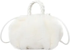Cloud Shoulder Bag Furry Purse Fluffy Fuzzy Handbags for Women Plush Faux Fur Small Mini Bag for Autumn Winter