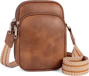 CLUCI Small Crossbody Bags for Women PU Leather Cell Phone Purse Wallet with Adjustable Guitar Strap