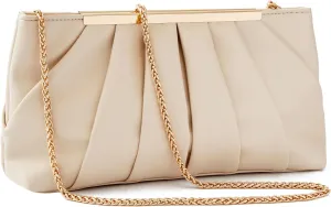 Clutch Purse Dressy Pleated Formal Evening Bag Simple Classy Handbag for Women