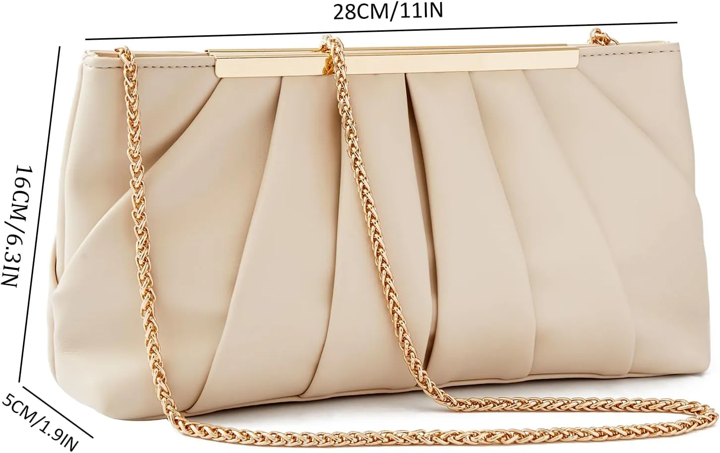Clutch Purse Dressy Pleated Formal Evening Bag Simple Classy Handbag for Women