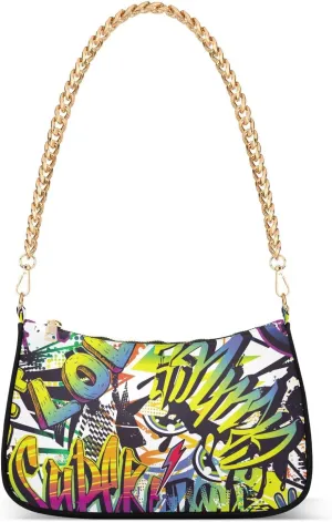 Clutch Shoulder Bags Tote Evening Purse Handbags for Women Hobo Bags Graffiti Doodle Grunge with Zipper Closure